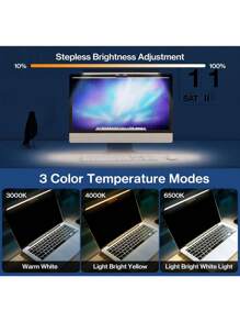 1 Black 19.68in/11.81in Computer Monitor Light Strip, Screen Clip Light, LED Screen Light Strip Suitable For Work Area, Dimming Timing Display Light, Suitable For Desk/Office/Home/Game Touch Control Display Lamp, For Eye Protection Screen Clip Lamp