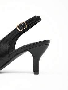 Pointed Toe Slingback High Heel Sandals With Ankle Strap, Hollow Out, Suitable For Wedding And Fashionable - Black - View 11