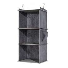 1pc Multi-Layer Wall Hanging Storage Bag, Organizer Pocket For Clothing, Accessories & Household Items, Closet Hanging Wardrobe Rack With Drawers, Grey