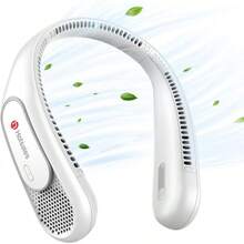 Neck Fan, Hands Bladeless Neck Fans Portable Rechargeable, 6000 MAh Battery Operated Wearable Personal Fan, Cooling Neck Fan, 3 Speeds, USB Fan Gifts Men, Women, Travel, Outdoor - 白色 - 查看 1