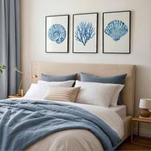 Set di 3 stampe su tela, senza cornice, di arte murale estiva costiera, con motivi minimalisti acquerellati, con coralli e nautili, in stile nautico boho, per dormitori, soggiorno, camera da letto, decorazione moderna per la casa, arredamento per case al mare