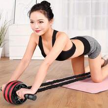 一個自動反彈腹肌輪 -男女通用仰臥起坐輪，帶加墊手柄和紋理握把 - 家用健身房核心力量訓練設備，紅色/黑色/黃色輪，針對腹部、手臂、腿部鍛煉，肌肉塑形工具 | 人體工學手柄 | 舒適握把 - 多色隨機色 - 查看 5