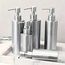 1pc Stainless Steel Refillable Soap Dispenser Pump Bottle For Lotions, Hand Wash, Shampoo, Conditioner, Skincare Products, Bathroom Shower, No Battery Required, Wall Mounted, Mercury-Free, Kitchen & Bathroom AccessoryBathroom Accessories Bathroom Organizer Back To School