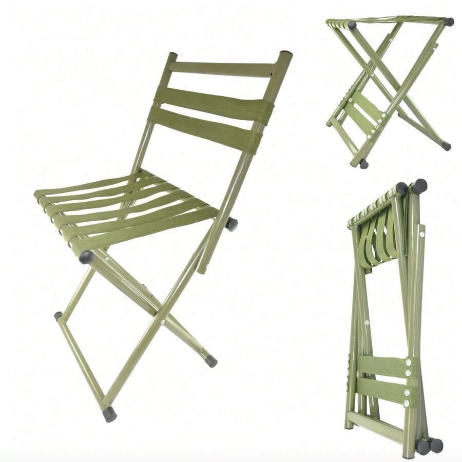 折疊露營凳 - 戶外折疊椅，便攜式金屬折疊長凳 | 折疊花園椅，金屬框架餐椅，適合露營、釣魚、徒步旅行的折疊金屬長凳。