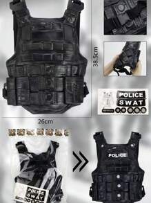 1 Set de juguetes de disfraz de Policía y SWAT - Cinturón de munición, Granada, Esposas, Porra - Accesorios de cosplay - Juguetes de interacción familiar - Regalo de cumpleaños, Navidad, Día de San Valentín, regalo perfecto