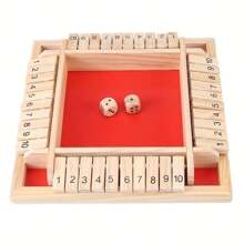 3 tipos de juegos de beber, juegos de mesa para fiestas, juego de "Cierra la caja" de madera (para 2-4 jugadores) - Tablero grande de 4 lados, 8 dados (los modelos rojo y verde son 2 dados), reglas - Divertido juego de suma para todas las edades