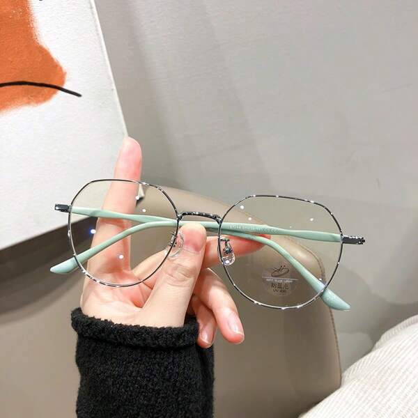 1 pieza Gafas con marco poligonal y lentes transparentes anti-luz azul