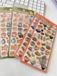 3D Embossed Fun Acrylic Diamond Stickers, Sushi Shiba Inu Handmade DIY Decorative Embossed Quirky Stickers