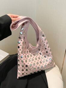 Handmade Retro-Style Woven Beach Shoulder Bag - Pink - View 10