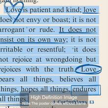 1 件无框蓝色基督教爱情名言墙艺术海报帆布印刷简约圣经经文宗教画适用于宿舍、客厅、卧室、现代家居装饰