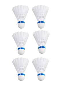 Set de 6 plumas de bádminton a prueba de viento - Elástico, resistente a la intemperie para entrenamiento deportivo al aire libre, Blanco/Amarillo