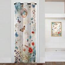 Local Warehouse, Curtains -Moth Butterfly Door Curtain For Doorway, Mushroom Moon Phase Boho Flowers Closet Door Cover Curtain For Bedroom Living Room Closet Door, 1 Panel 34" W X 80" L - 蝴蝶_a42 - 查看 1