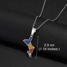 1 pièce Collier pendentif en acier inoxydable avec carte des îles de Mahé et Praslin, drapeau et coco, pour femmes - Multicolore - Voir 12