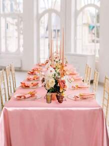 1 Set Rectangular Satin Tablecloth + 1 Set Table Runner, 57.08"X102.3", White/Black/Rose Gold, Satin Tablecloth/Chair Sash/Chair Back Decoration, Suitable For Home, Indoor, Outdoor, Picnic And Camping, Suitable For Decorating All Holidays And Formal Occasions, Applicable To Wedding/Hotel/Restaurant Party/Birthday Party/Easter/Wedding Season