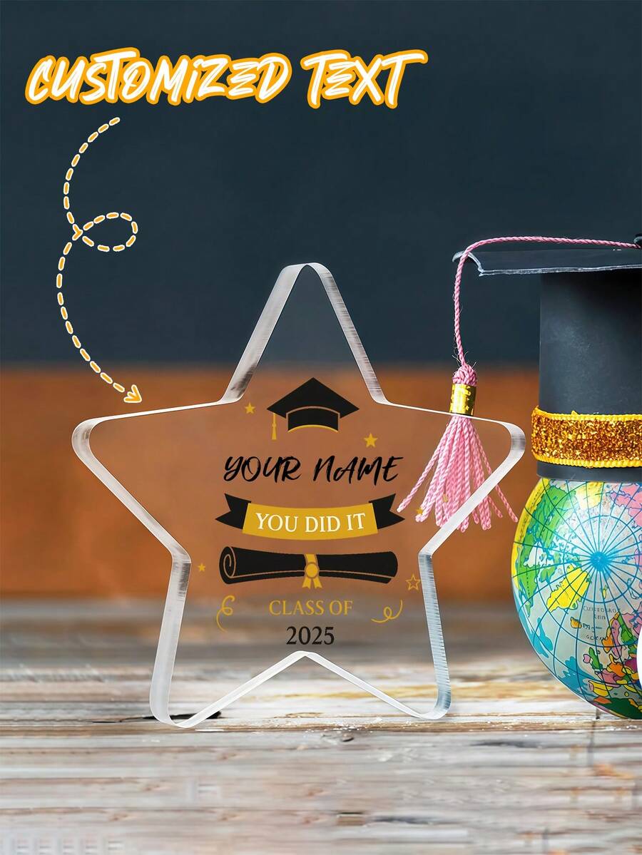 1/5/10Pcs Personalized Customized 2D Acrylic Graduation Element Star Plaque Decoration Photos, Customized Graduation Gifts With Names, College Graduation Gifts, Friend Graduation Gifts, High School Graduation Gifts, 2025 Graduation Gifts. - Multicolor - View 1