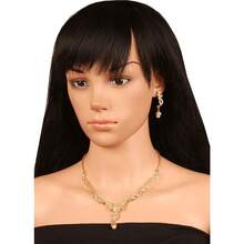 Bollywood Traditional Style Rhinestone Designer Jewelry Necklace Set In Gold Or White Tone For Women. - D224Gold - View 4