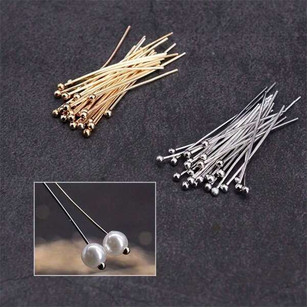 100 Stücke hochwertige silberfarbene Perlennadeln, 16 mm - 50 mm, perfekt für DIY Schmuckherstellung, Armbänder, Halsketten und Ohrringe - Bastelbedarf für kreative Hobbybastler