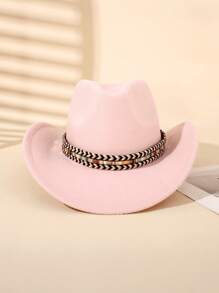 1 pieza Sombrero Trilby de unicolor para niños, Sombrero de vaquero estilo occidental para niñas, Adecuado para fiestas, reuniones y salidas