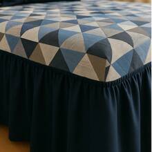 Printed Double Bedspread 03 Pieces With Ruffle And Pillowcases - Soft Light Immediate Shipping