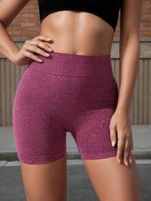 Quần short tập gym liền mạch cạp cao Quần short đạp xe thể thao nữ chạy bộ Pilates yoga Quần short thể thao - Màu đỏ tím - Xem 5
