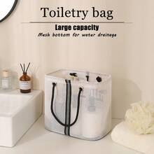 Foldable Bathroom Shower Caddy Basket, Portable Gym Laundry Mesh Storage Bag, Dirty Clothes Organizer For Travel, Men Shower Tote, Bathing Mesh Basket, Back To School, Bathroom Accessories, Room Decor - Multicolor - View 3