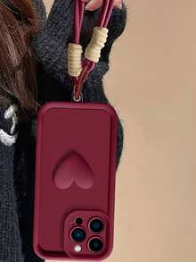 Fundas de teléfono con diseño de corazón, a prueba de agua, a prueba de golpes, resistentes a los arañazos - Vino tinto - Ver 5