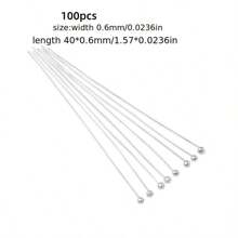 100pcs High Quality Silver Color Pearl Pins, 16mm - 50mm, Perfect For DIY Jewelry Making, Bracelets, Necklaces, And Earrings - Craft Accessories For Creative Hobbyists