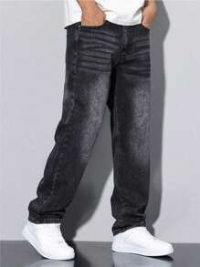 Jeans casuales de corte recto y ajuste delgado con estilo europeo y americano para jóvenes