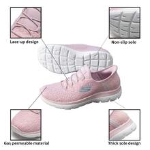 Skechers 女款休閒一腳蹬運動健走鞋，吸震透氣低筒走路鞋，適合日常穿著與旅行，150125 - 淺豆沙色 - 查看 6