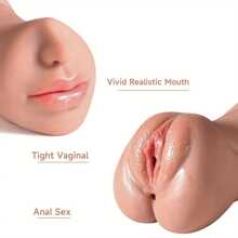 3 In 1 Pocket Pussy Male Ware With Realistic Face Shape, Sex Doll With Realistic Texture Mouth And Tight, Ware Male Massager Deep Throat Mouth Adult Sex Toys For Male Pleasure