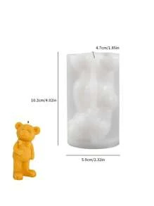 1 pieza Molde de silicona de oso caballero con corbata de moño - Fácil de usar para hacer velas DIY, manualidades de resina y decoración del hogar, adecuado para hacer velas con forma de adorable oso pardo y blanco, perfecto para crear un ambiente acogedor, molde de vela con forma de oso