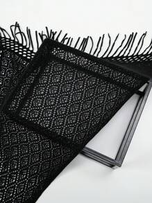 1 pièce Écharpe tricotée à franges triangulaires de couleur unie pour femme, châle/poncho minimaliste pour l'automne/l'hiver