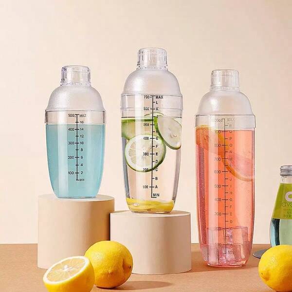 500ml/700ml/1000ml 3PCS/SET PC Lemon Tea Shaker Cup Cocktail Shaker Martini Hand Shaker Cup With Scales Milk Tea Wine Drink Shaker Mixer Bar Tool Set