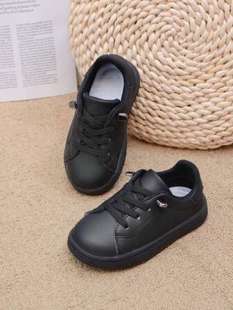 1 Pair Fashionable, Comfortable And Lightweight Spring Children's Sports Shoes, Summer Leather Upper Big Kids Running Shoes, Students' Daily Wear Anti-Slip Durable EVA Outsole, Molded Insole Design, Soft Bottom Toddler Shoes, Suitable For Daily Wear And Running