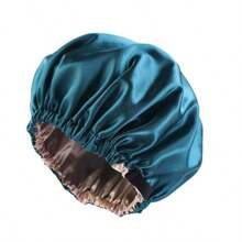 Women's Solid Colored Double-Layered Satin Bonnet Adjustable Slouchy Cap With Elastic Button Closure, Fashionable Sleep Bonnet For Daily Use To Protect & Style Hair