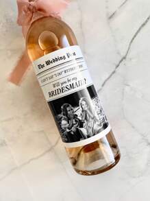 4/8/12pcs Customized Wine Bottle Waterproof Black And White Style Photo Text Stickers, Customized Party Stickers, Your Own Party Stickers, Perfect Choice For Friends, Family, Parties, And Events Cute, Adorable, Unique, Customized, For Friend, Boyfriend, Friends, For Anniversaries, For Birthdays, For Weddings, For Graduation, For Housewarming