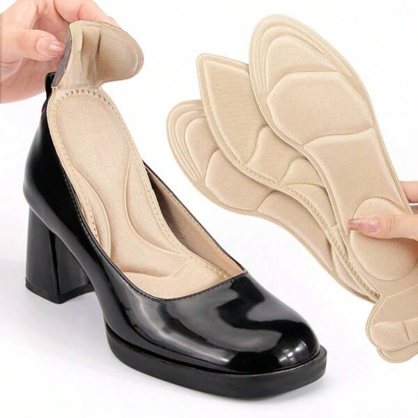 1 paar ademende inlegzolen van traagschuim, antislip, comfortabele en ondersteunende inlegzolen voor hoge hakken, platte schoenen en laarzen - zwart en beige, ergonomisch ontwerp voor de hele dag comfort