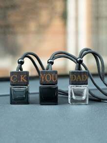 10pcs Customized Text Rectangular Glass Perfume Bottles, Square Shaped Car Fragrance Bottle Empty, Car Accessories