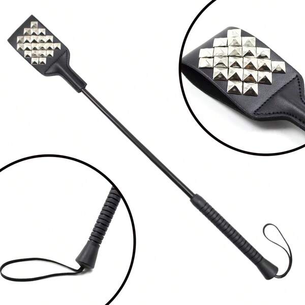1pc PU Leather Riding Whip, Soft Equestrian Whip With Non-Slip Woven Handle And Wrist Strap, Equestrian Training Accessory