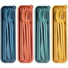 1 Set Of Very Practical 4-Piece Reusable Travel Cutlery Set With Storage Box - Suitable For Any Occasion! Convenient To Carry, - Green Four-piece Set - View 1