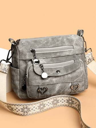 Women Crossbody Bag Made Of Soft Leather, Middle-Aged Shoulder Bag, New Design For Spring & Autumn