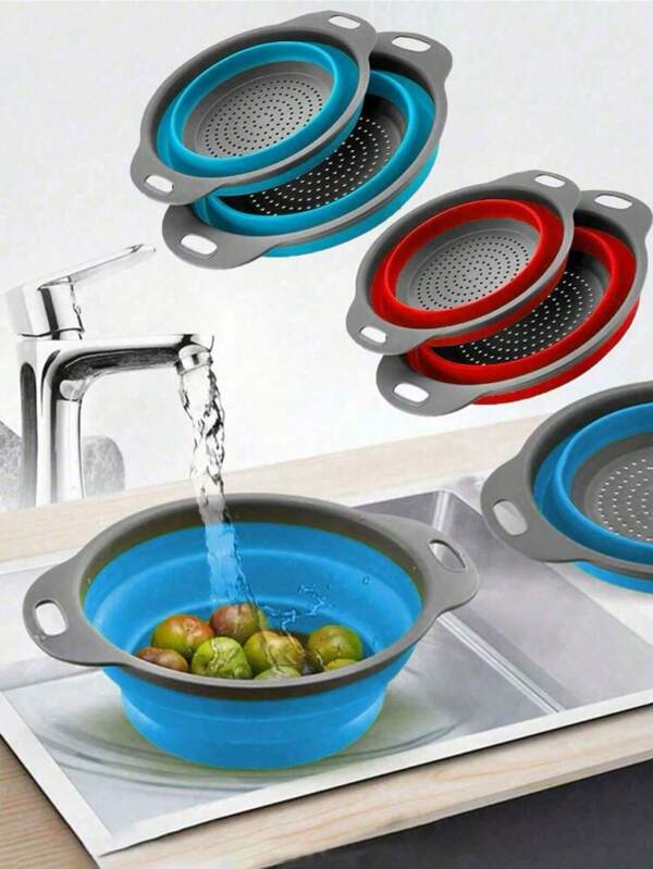 1 pièce Panier pliable, grand/petit, outil pratique pour la maison pour le nettoyage des légumes et des fruits dans la cuisine et la salle à manger, drainage rapide