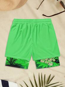 Men's Double Layer Beach Holiday Style Sports Swim Shorts