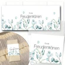 50入德國婚禮 Happy Tears 衛生紙套，FÜR EURE Freundentränen 紙套，米色愛心印花一次性衛生紙套，婚禮新娘禮物客賓派對裝飾 - 彩色 - 查看 8