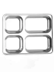 1个304不锈钢分餐盘午餐盘水果盘自助餐盘干净卫生适合学生自助食堂学校用品