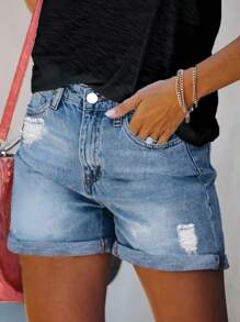 Simple Casual Street Women's Denim Wide Leg Loose Shorts Hot Pants Summer Fashion