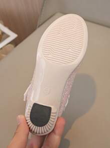 Girls Fashion High Heel Leather Shoes, Bling Glitter Princess Shoes For Kids, Suitable For Spring & Autumn