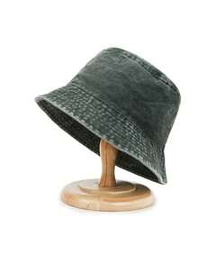 1pc Washed Denim Bucket Hat, Unisex Spring/Summer Outdoor Sun Protection Cap - Multicolor - View 11