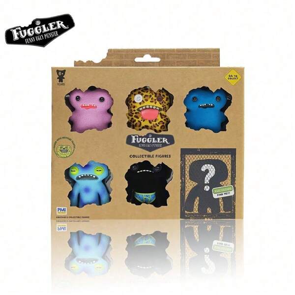 Spin Master Fuggler Engraçado Monstro Feio Conjunto Surpresa Oficial Caixa Surpresa Genuína Conjunto de 6 Bonecos Surpresa Broto (5 Peças Edição Regular + 1 Peça Edição Rara) Coleção Aleatória Brinquedos Ornamentos Populares para Mesa
