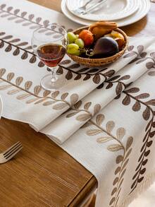 1 件绿叶刺绣流苏桌旗，美式农舍风格，家庭厨房装饰长方形桌布，适合节日派对生日宴会，易于清洗（多种尺寸和颜色可选） - 綠色 - 查看 11